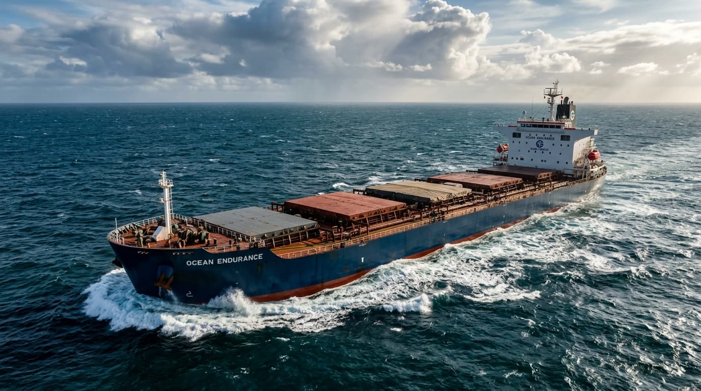 Panamax Commercial Bulk Cargo Carrier at Sea